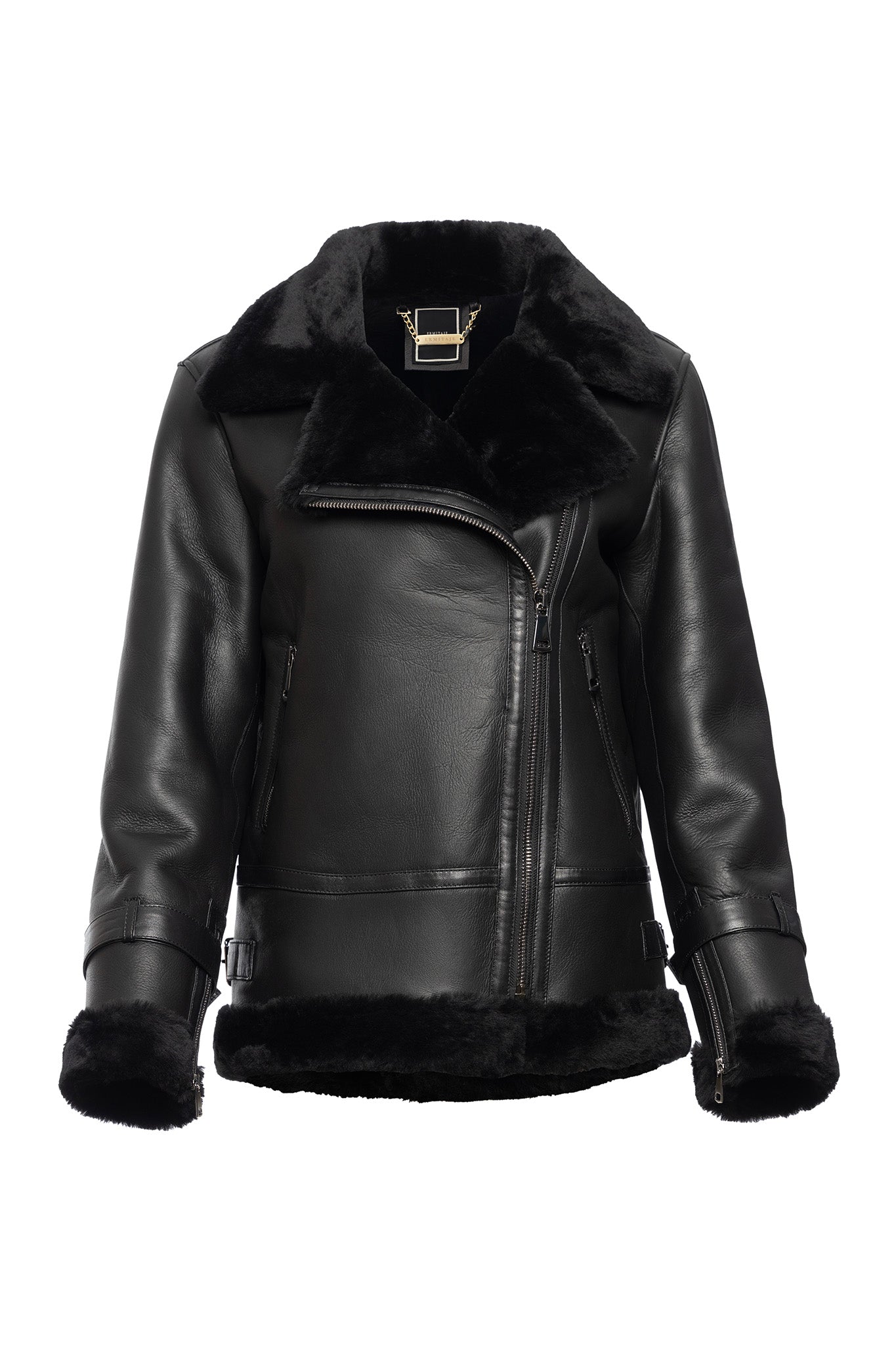 AVIATOR JACKET IN AGED-LEATHER AND SHEARLING