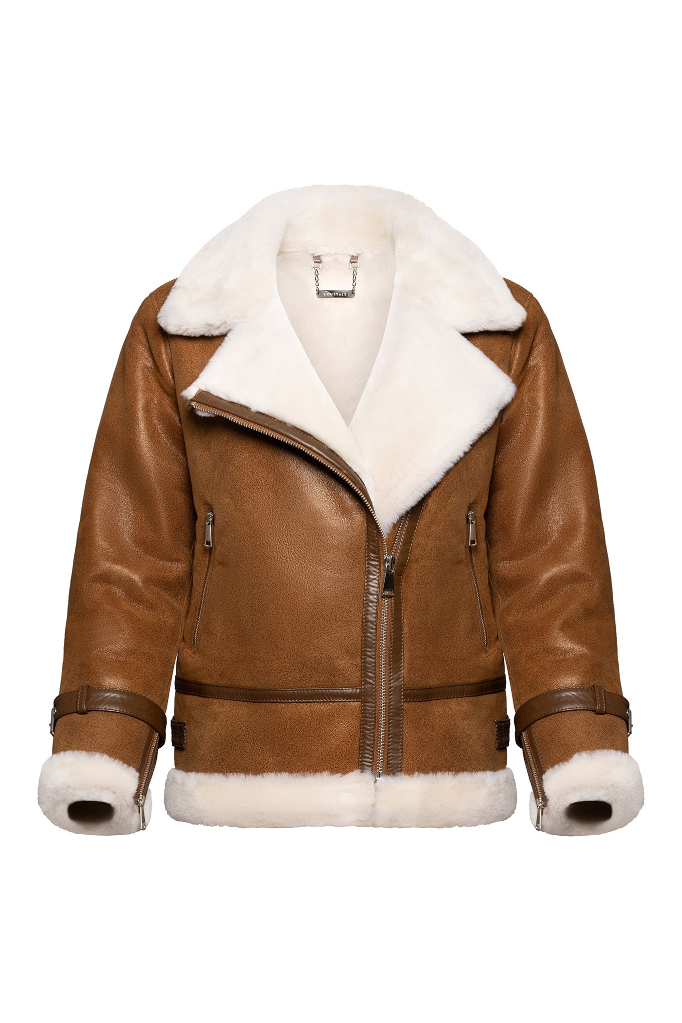 AVIATOR JACKET IN AGED-LEATHER AND SHEARLING