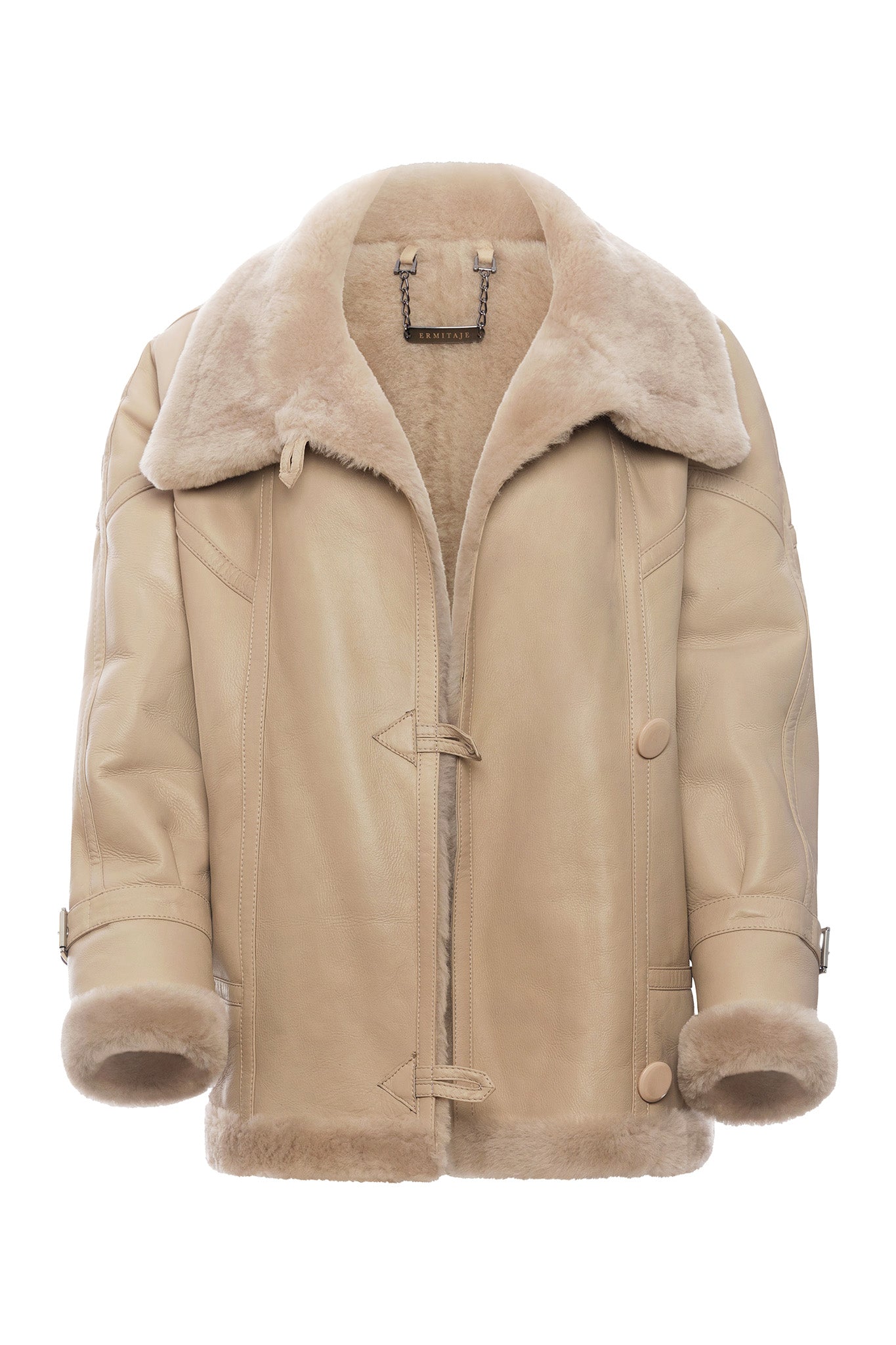 AVIATOR JACKET IN AGED-LEATHER AND SHEARLING